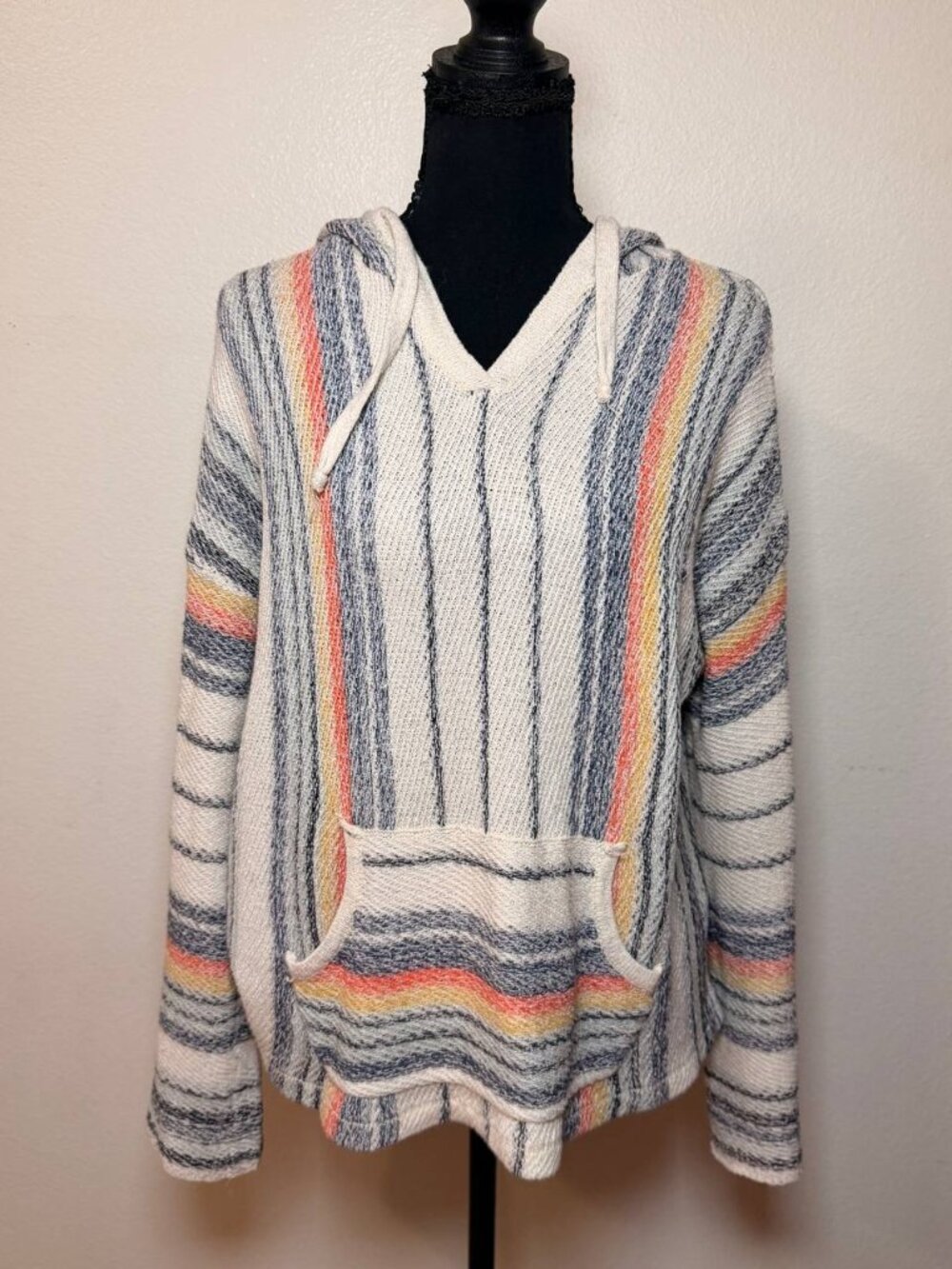 Vintage Havana Baja Hoodie Striped Pullover Coastal Boho Style